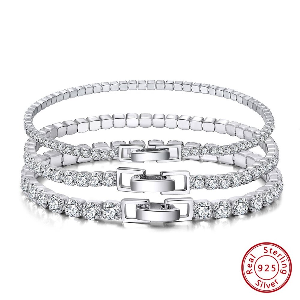S925 2.0ct pure silver single-row diamond bracelet